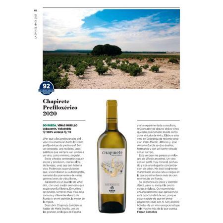 Chapirete Prefiloxérico en la Guía de Vinos 2023 de La Vanguardia